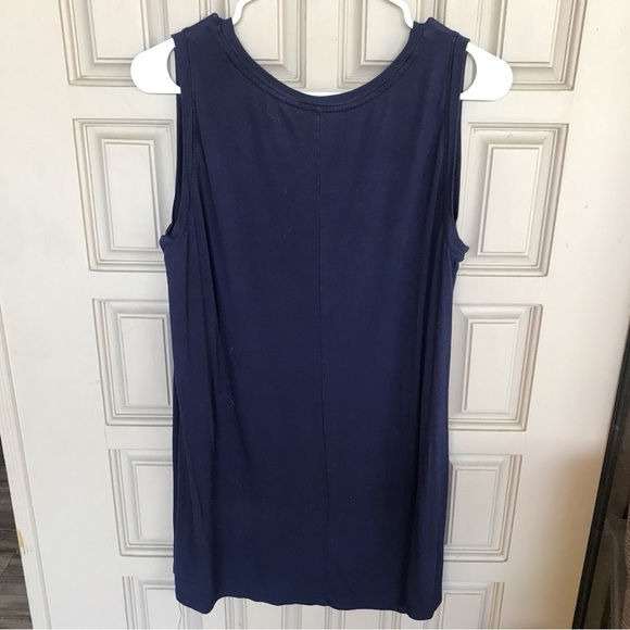 Lane Bryant Tee Sz14-16 Drk Blue V Neck Sleeveless Tunic Style nice - Picture 2 of 6